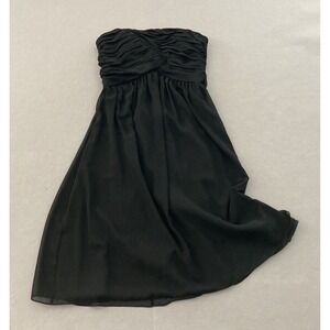 WHBM White House Black Market Chiffon Flowy Strapless Dress Sz 2 Gathered Bodice